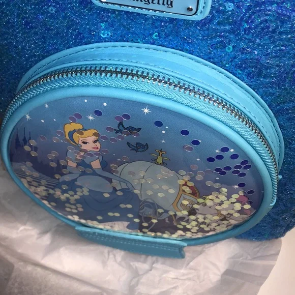 LOUNGEFLY Cinderella Snow Globe Sequin Backpack